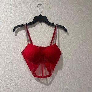 Victoria Secret Elegant Red Lace Bustier